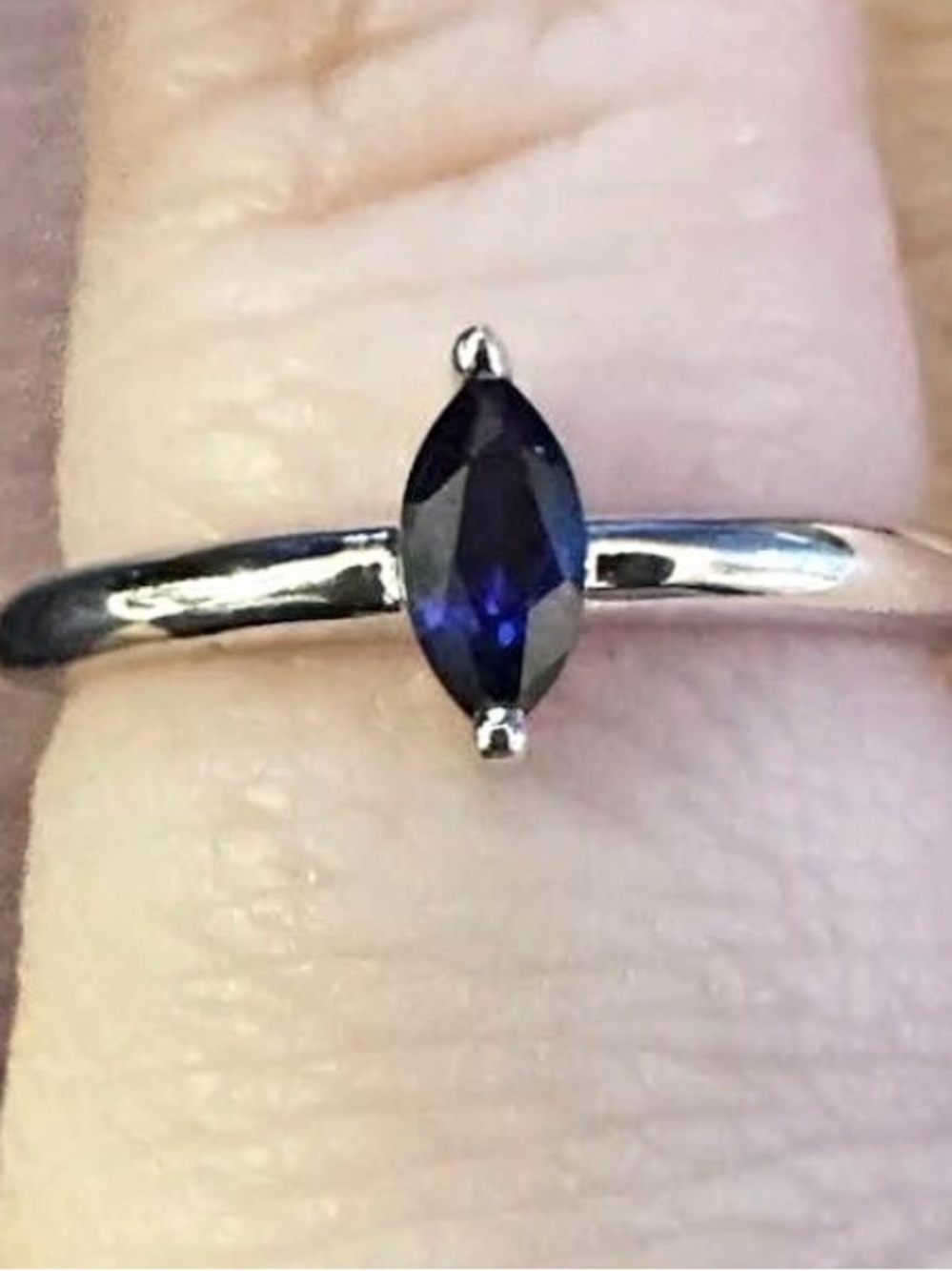 Sterling Silver Blue Marquise Gemstone Ring